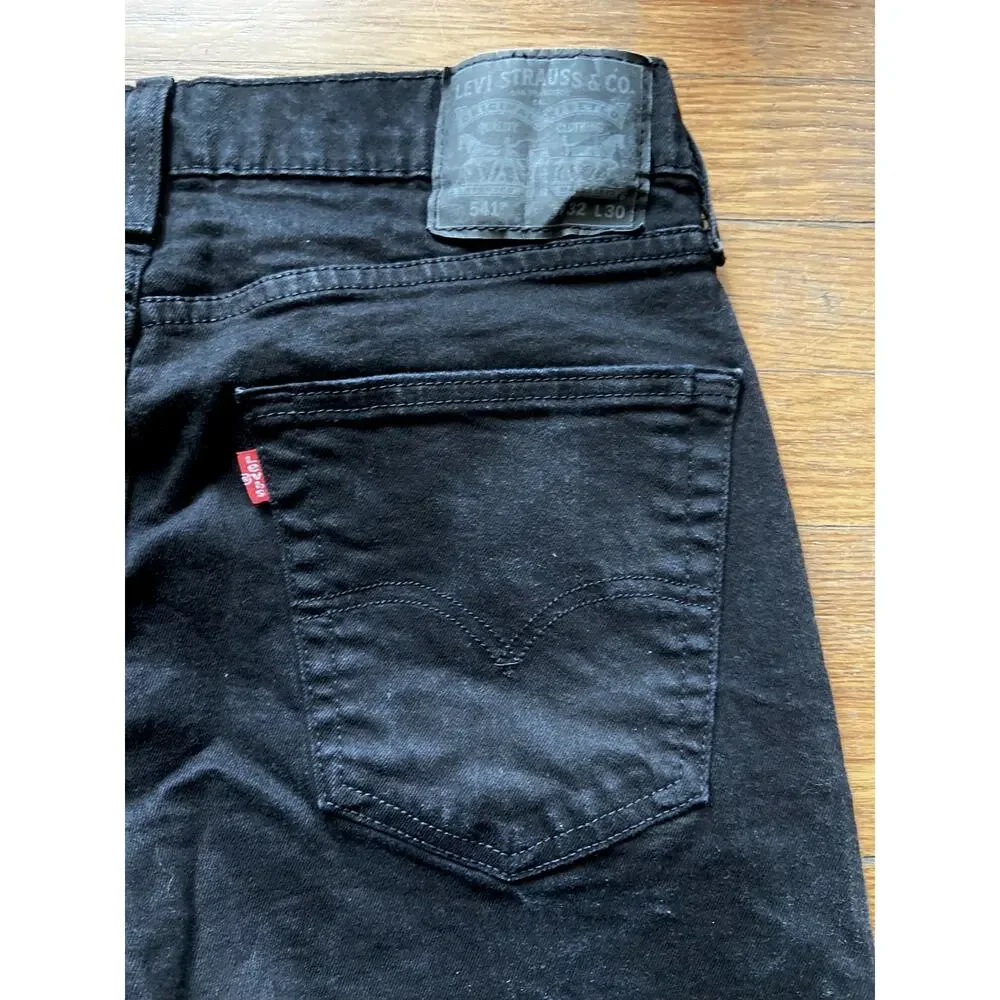 LEVI'S 541 Black Straight-Fit Flex Jeans Mens sz 32x30